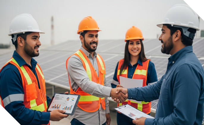 proyectos-solares-llave-en-mano Equipo mexicano entregando proyecto solar industrial llave en mano a empresa