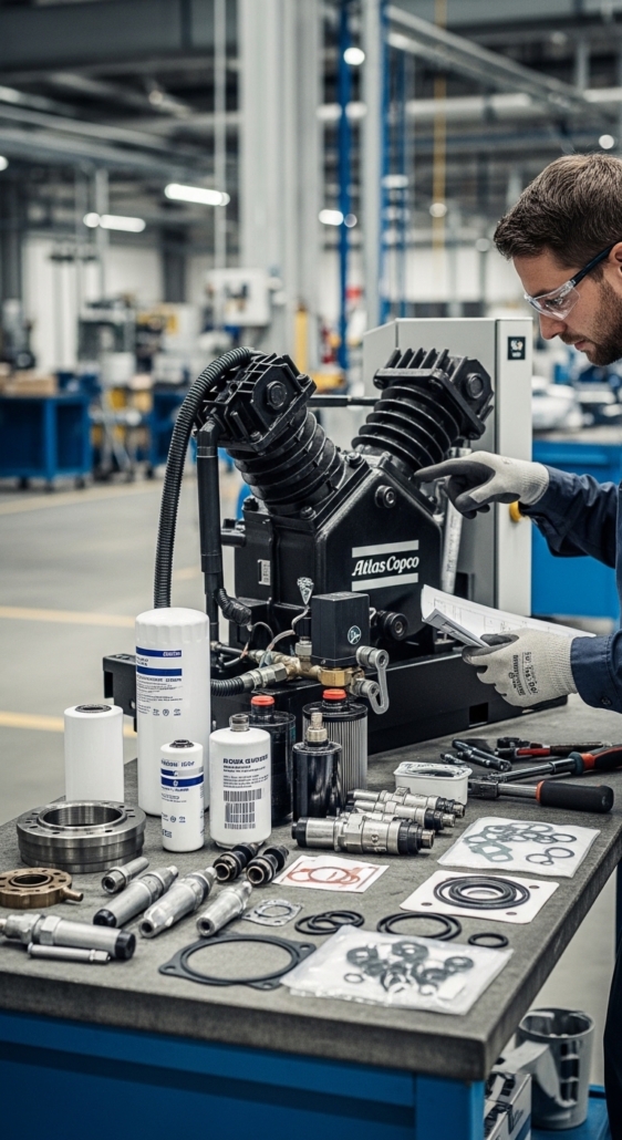 Refacciones y soporte para compresores Atlas Copco con mantenimiento industrial especializado
