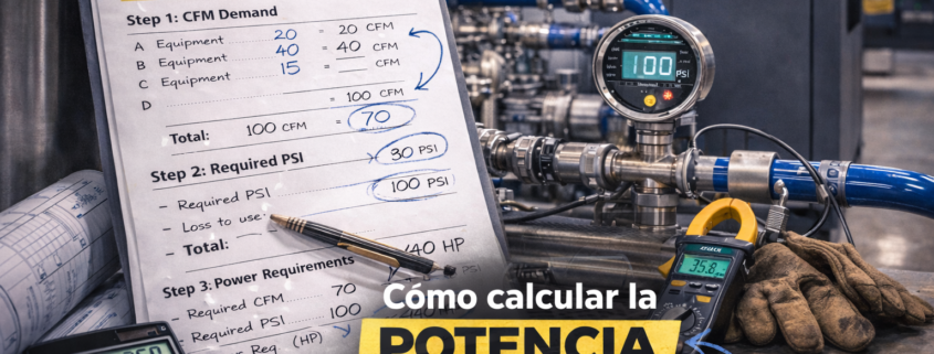 Calcular la Potencia real que requiere la demanda de aire.