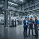 Planta industrial moderna con ingenieros coordinando un proyecto industrial llave en mano en Nuevo León, integrando ingeniería, instalación y automatización de sistemas industriales.