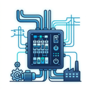 Icono de mantenimiento eléctrico preventivo industrial con herramientas e inspección técnica