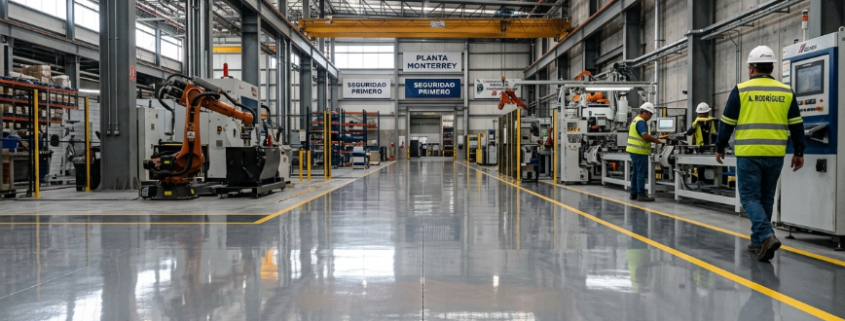 Pisos epóxicos industriales en Monterrey con instalación profesional, alta resistencia, seguridad y durabilidad para plantas industriales.
