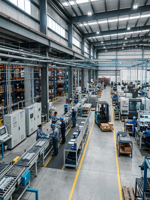 Nave industrial moderna en Monterrey con infraestructura operativa integrada, instalaciones eléctricas, sistemas industriales y áreas de producción coordinadas para una operación eficiente.