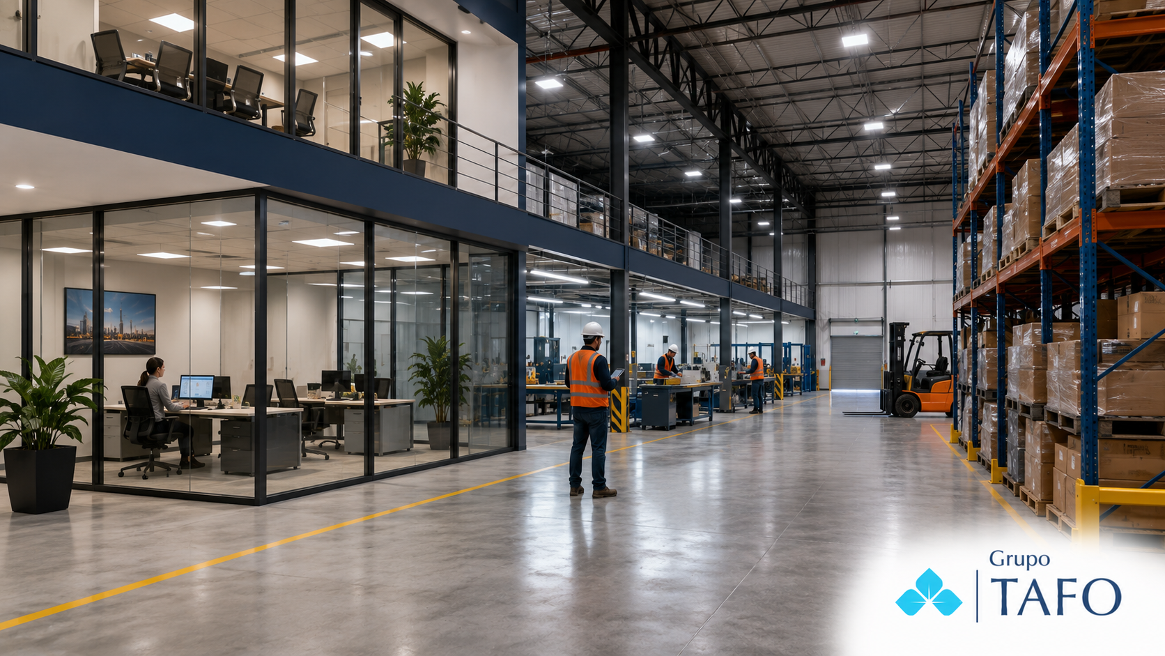 Remodelación de espacios industriales Remodelación de espacios industriales en Monterrey con adecuación de oficinas, áreas operativas, espacios administrativos y zonas de almacenamiento para optimizar la productividad.