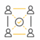 Icono de áreas de colaboración para comunicación entre departamentos y equipos de trabajo