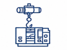 Icono de desmontaje de maquinaria industrial para el retiro seguro de equipos y líneas de producción.