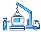 Icono de izajes industriales para instalación y posicionamiento seguro de equipos industriales.