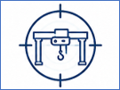 Icono de instalación de grúas viajeras para integración de sistemas de elevación industrial.