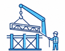 Icono de izajes industriales para montaje y posicionamiento de estructuras industriales y componentes metálicos.