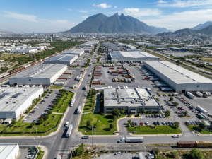 Parque industrial con múltiples naves y edificios para operaciones de manufactura y logística