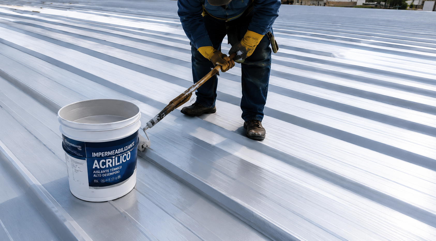 Aplicación de sellador protector sobre cubierta metálica para prevenir filtraciones en techumbre industrial