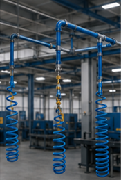 loops_de_distribucion Loop de distribución para sistema de aire comprimido industrial que mantiene una presión uniforme en toda la planta de producción.
