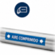 señalizacion Señalización para red de aire comprimido industrial que facilita la identificación, inspección y mantenimiento del sistema.
