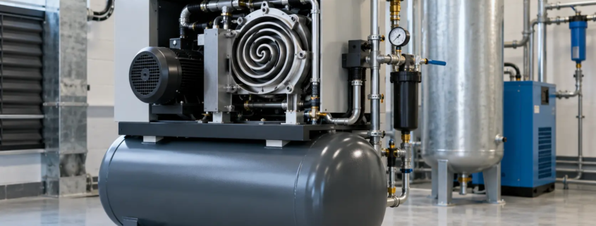 Compresor scroll industrial con sistema de aire comprimido libre de aceite