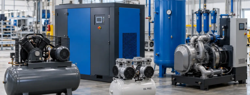 Tipos de compresores industriales | Grupo TAFO 7 Tipos de compresores industriales para sistemas de aire comprimido en plantas de manufactura