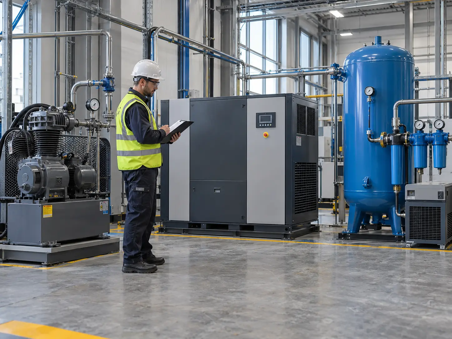 Supervisión de compresores industriales y sistema de aire comprimido en una planta