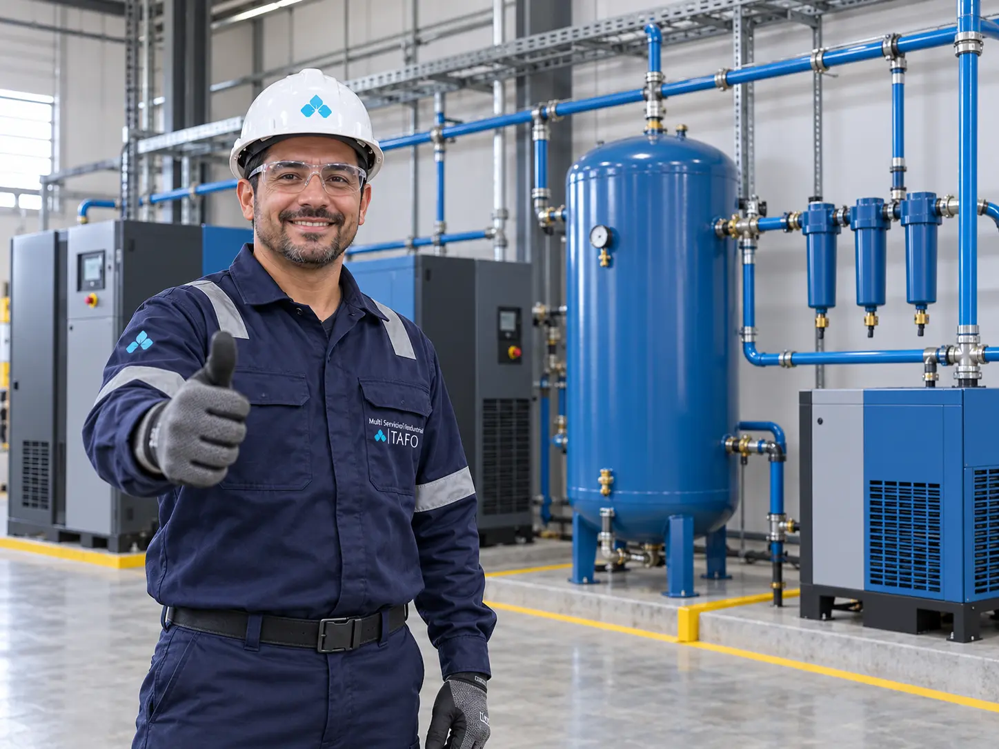 Compresores de aire en Monterrey instalados en una planta industrial de manufactura