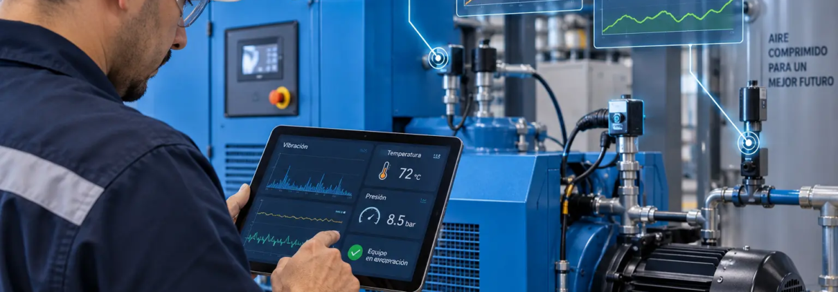 Monitoreo de compresor industrial para mantenimiento predictivo y análisis de condiciones
